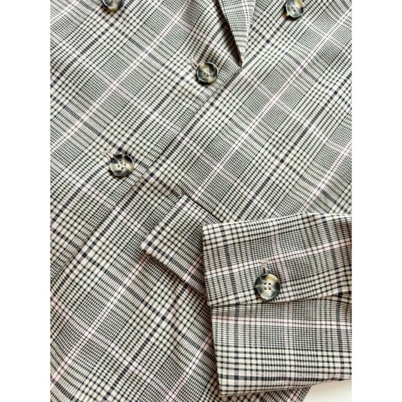 ZARA Brown Pink Check Double Breasted Oversized Blazer Suit Jacket, Size M - Picture 8 of 16